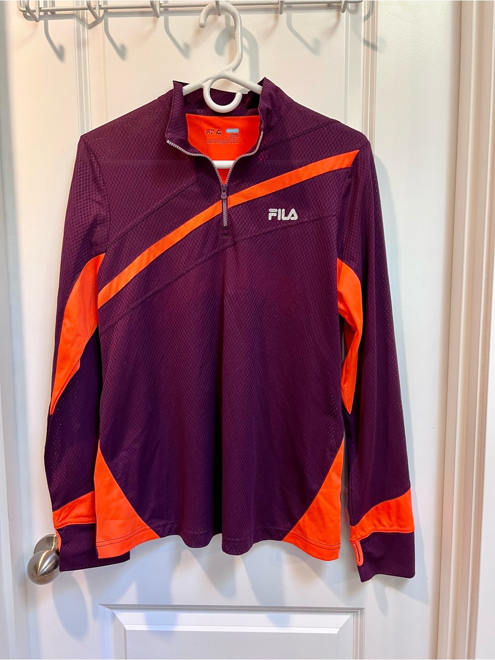 FILA Purple Pullover with Orange Stripe Half-Zip size Large